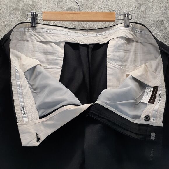 Santorelli Pants Mens 42x 27 Dark Gray Luxury Serge Wool Trousers Dress Slacks - Picture 8 of 11